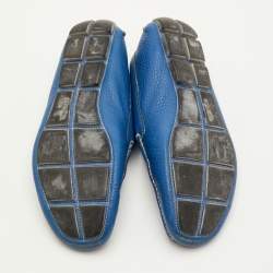 Pre Owned Prada Size 41 Blue Leather Logo Slip On Loafers