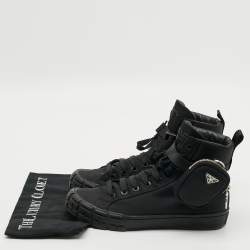 مملوكة مسبقًا حذاء رياضي برادا براكس جلد أسود منخفض من أعلى مقاس 43