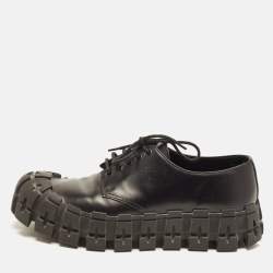 Pre Owned Prada Double Wheel Size 43 Black Leather Derby