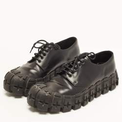 Pre Owned Prada Double Wheel Size 43 Black Leather Derby