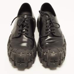 Pre Owned Prada Double Wheel Size 43 Black Leather Derby