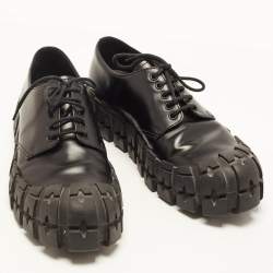 Pre Owned Prada Double Wheel Size 43 Black Leather Derby
