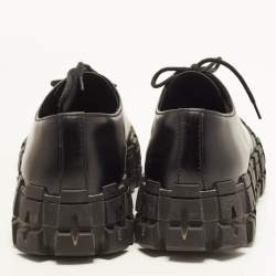 Pre Owned Prada Double Wheel Size 43 Black Leather Derby
