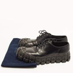 Pre Owned Prada Double Wheel Size 43 Black Leather Derby