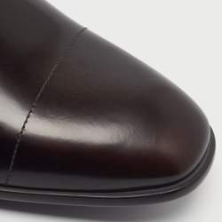 Pre Owned Prada Size 44 Brown Leather Classic Lace Up Derby