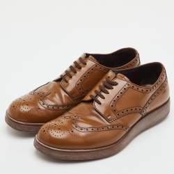 Pre Owned Prada Levitate Size 41 Brown Brogue Leather Lace Up Wingtip Derby