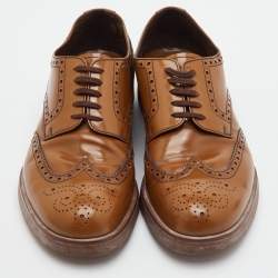 Pre Owned Prada Levitate Size 41 Brown Brogue Leather Lace Up Wingtip Derby