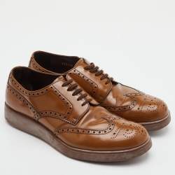 Pre Owned Prada Levitate Size 41 Brown Brogue Leather Lace Up Wingtip Derby