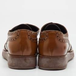 Pre Owned Prada Levitate Size 41 Brown Brogue Leather Lace Up Wingtip Derby
