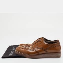 Pre Owned Prada Levitate Size 41 Brown Brogue Leather Lace Up Wingtip Derby