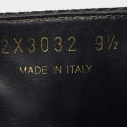 Pre Owned Prada Size43.5 Green/Black Canvas and Leather Logo Tape Crisscross Flat Slide