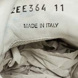Pre Owned Prada Size 45 White Leather Triangle Logo Plague Lace Up Sneakers