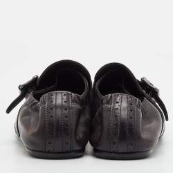 Pre Owned Prada Shuffle Fringed Size 40 Dark Brown Leather Single Flap Monk Strap Shoes