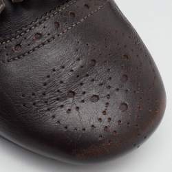 Pre Owned Prada Shuffle Fringed Size 40 Dark Brown Leather Single Flap Monk Strap Shoes
