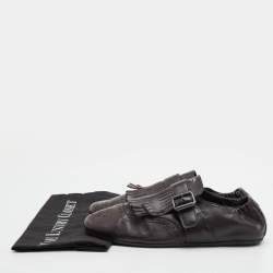 Pre Owned Prada Shuffle Fringed Size 40 Dark Brown Leather Single Flap Monk Strap Shoes