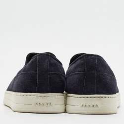Pre Owned Prada Size 42 Navy Blue Suede Slip On Sneakers
