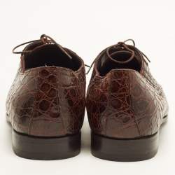مملوكة مسبقًا Prada Size 45 Brown Crocodile Leather Derby