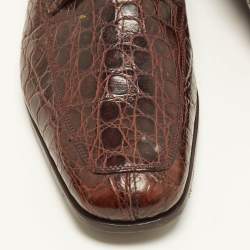 مملوكة مسبقًا Prada Size 45 Brown Crocodile Leather Derby