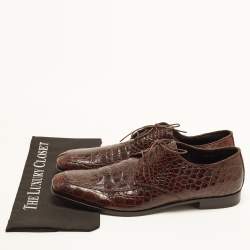 مملوكة مسبقًا Prada Size 45 Brown Crocodile Leather Derby