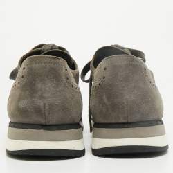 Pre Owned Prada Wingtip Size 46 Grey Suede Lace Up Sneakers