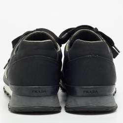 Pre Owned Prada Size 42 Black Canvas Lace Up Sneakers