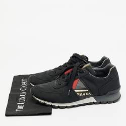 Pre Owned Prada Size 42 Black Canvas Lace Up Sneakers