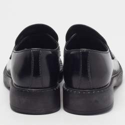 Pre Owned Prada Size 41.5 Black Chocolate Brushed Leather Loafers