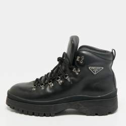 Pre Owned Prada Brixxen Size 42 Black Leather Combat Boots