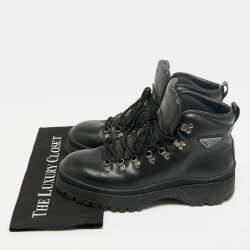 Pre Owned Prada Brixxen Size 42 Black Leather Combat Boots