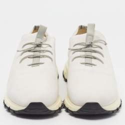 Pre Owned Prada Prax Size 42.5 White Knit Fabric Low Top Sneakers