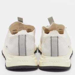 Pre Owned Prada Prax Size 42.5 White Knit Fabric Low Top Sneakers