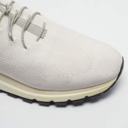 Pre Owned Prada Prax Size 42.5 White Knit Fabric Low Top Sneakers
