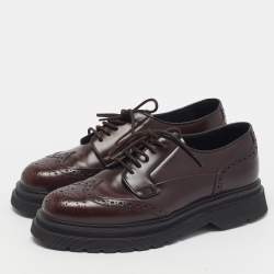 مملوكة مسبقًا Prada Size 41 Brown Leather Lace Up Oxfords