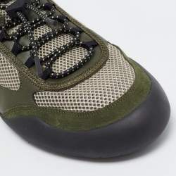 Pre Owned Prada Speedrock Size 45 Two Tone Leather and Mesh Low Top Sneakers