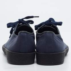 Pre Owned Prada Size 44.5 Navy Blue/Black Canvas and Rubber Low Top Sneakers