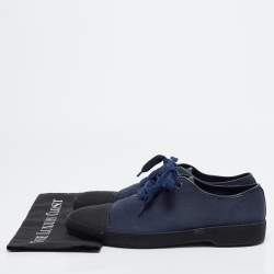 Pre Owned Prada Size 44.5 Navy Blue/Black Canvas and Rubber Low Top Sneakers
