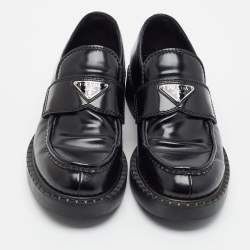 Pre Owned Prada Brushed Size 42.5 Black Leather Loafers