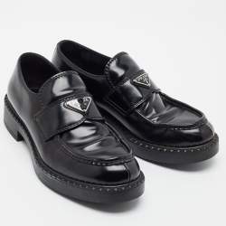 Pre Owned Prada Brushed Size 42.5 Black Leather Loafers
