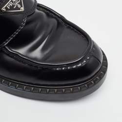Pre Owned Prada Brushed Size 42.5 Black Leather Loafers