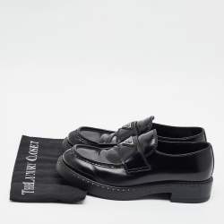 Pre Owned Prada Brushed Size 42.5 Black Leather Loafers