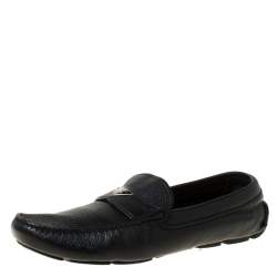 Prada Black Leather Slip On Loafers Size 42.5