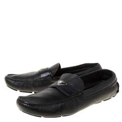 Prada Black Leather Slip On Loafers Size 42.5