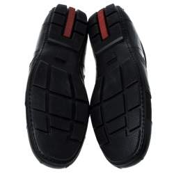 Pre Owned Prada Black Leather and Mesh Lace Up Sneakers Size 41