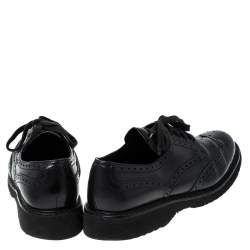 Prada Black Brogue Leather Lace Up Derby Sneakers Size 41