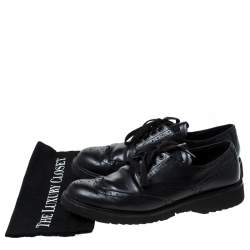 Prada Black Brogue Leather Lace Up Derby Sneakers Size 41
