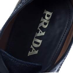 Pre Owned  Prada Blue Denim And Brogue Leather Espadrille Derby Sneakers Size 42.5