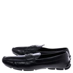 Prada Black Leather Slip On Loafers Size 44