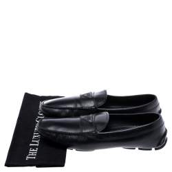 Prada Black Leather Slip On Loafers Size 44