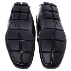 Prada Black Leather Slip On Loafers Size 44