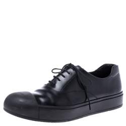 Prada Black Leather And Rubber Cap Toe Lace Up Oxfords Size 41